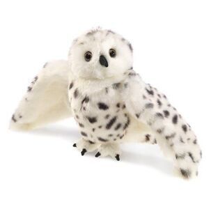 Folkmanis Snowy Owl 360 Degrees Head Turn Movable Wings Stuff Animal Hand Puppet